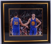 Steph Curry & Klay Thompson Dual Signed & Inscribed Framed 16x20 Golden State Warriors Photo 