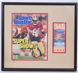 Jerry Rice Autographed Sports Illustrated Framed Display w/Authentic Super Bowl Ticket TriStar