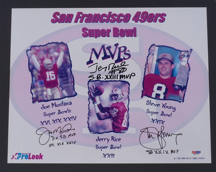 Joe Montana, Jerry Rice, & Steve Young Triple Autographed & Inscribed 11x14 Photo PSA/DNA