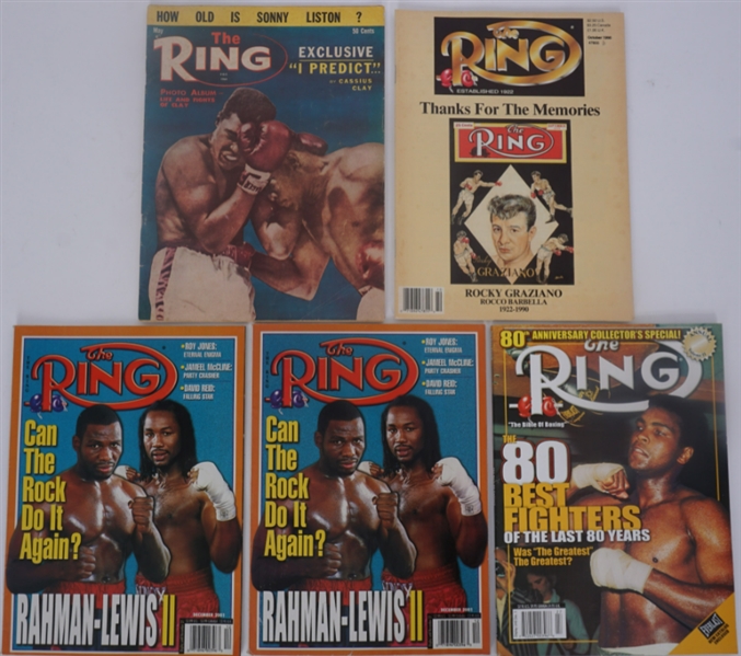 Collection of 5 Vintage "The Ring" Boxing Magazines w/Muhammad Ali