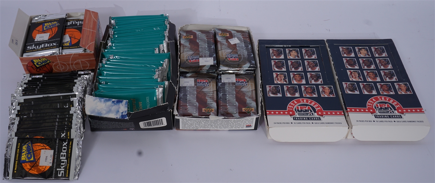 Large Collection of Upper Deck & SkyBox Basketball Card Boxes