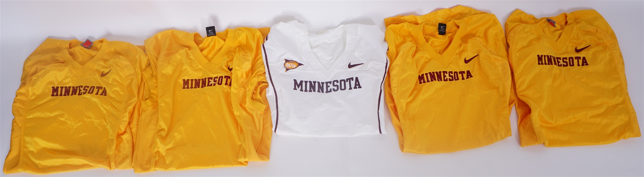 Lot of 5 Minnesota Gophers Issued Football Jerseys