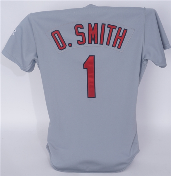 Ozzie Smith 1992 St. Louis Cardinals Game Used Road Jersey w/ Dave Miedema LOA