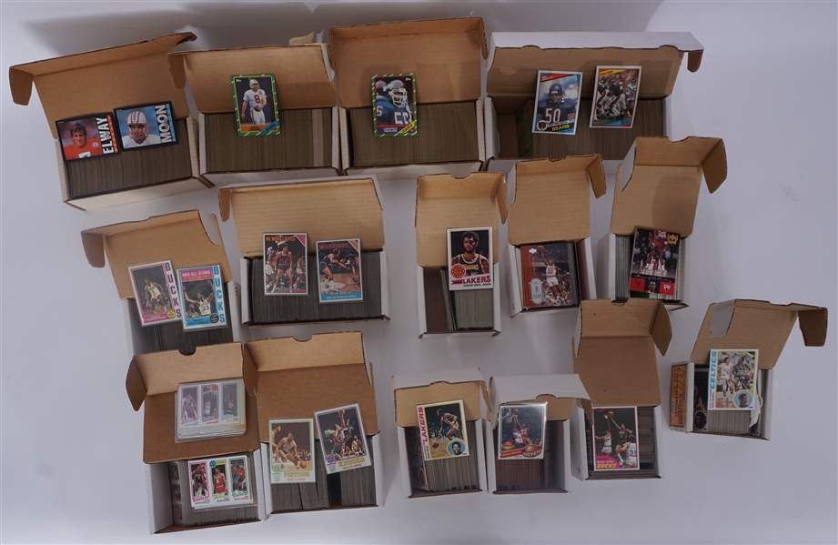 Lot of 15 Vintage Topps Football & Basketball Card Partial Sets From 1973-1986