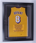 Kobe Bryant Autographed Framed Los Angeles Lakers Custom Stat Jersey PSA/DNA & Beckett