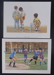 Lot of 2 Unframed Youth Soccer Lithographs Signed & Numbered by Patricia Bourque