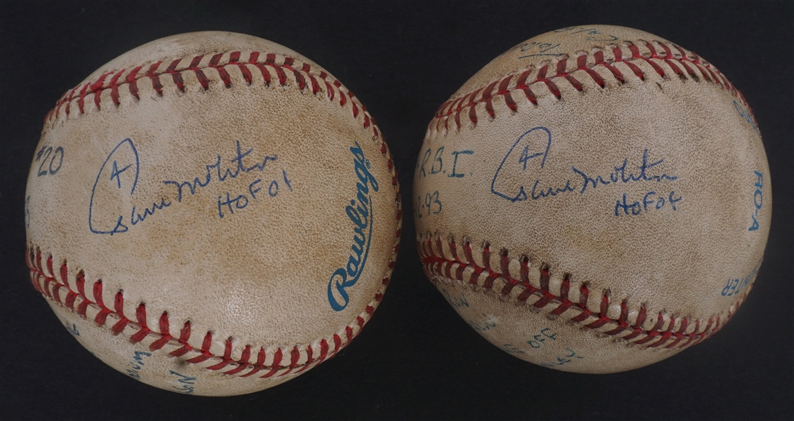 Lot of 2 Paul Molitor 1993 Game Used Autographed & Inscribed Record Setting Baseballs w/ Player Provenance