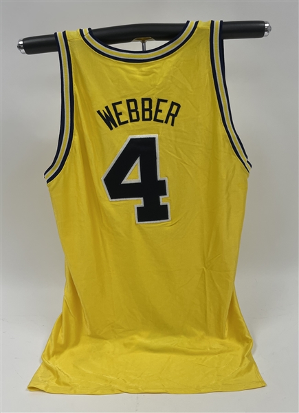 Chris Webber Early 1990s Michigan Wolverines Game Used Alternate Jersey w/ Dave Miedema LOA