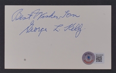 George L. Kelly Autographed Cut Card w/ Inscription Beckett
