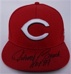 Johnny Bench Autographed HOF 89 Cincinnati Reds Hat Beckett