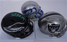 Lot of 3 Rich Gannon, LeGarrette Blount, & Darrell Jackson Autographed Mini Helmets