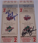 Lot of 2 Rick Aguilera & Kevin Tapani Autographed 1991 Minnesota Twins World Series Ticket Stubs Beckett