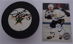 Dave Gagner Autographed Minnesota North Stars Puck & Card Beckett
