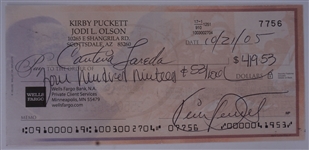 Kirby Puckett Signed Personal Check #7756