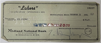 Max Winter & Sid Hartman Minneapolis Lakers Signed Check From 1954  