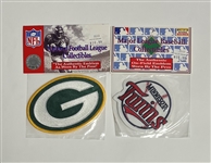 Lot of 2 Minnesota Twins & Green Bay Packers Official Uniform Patches