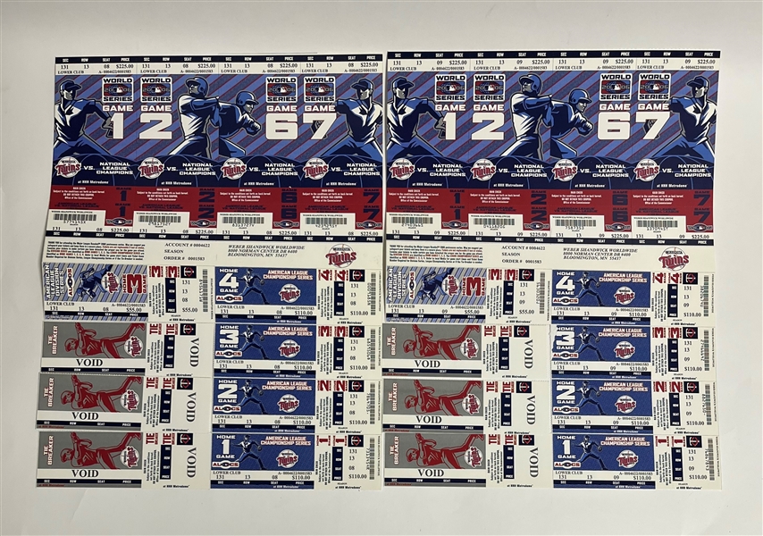 Set of 8 Minnesota Twins 2006 Phantom World Series & Playoff Tickets