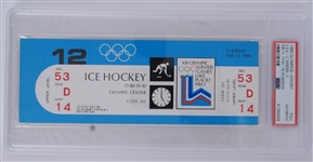 1980 Authentic Original USA Miracle Hockey Ticket vs. Sweden PSA