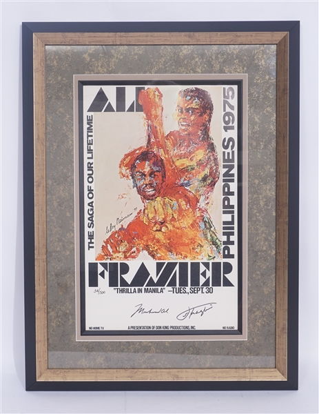 Muhammad Ali & Joe Frazier Autographed Framed 16x20 Photo LE #34/500