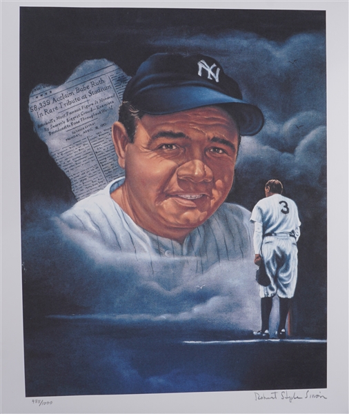 Babe Ruth New York Yankees LE #488/1000 Lithograph Autographed by Robert Stephen Simon