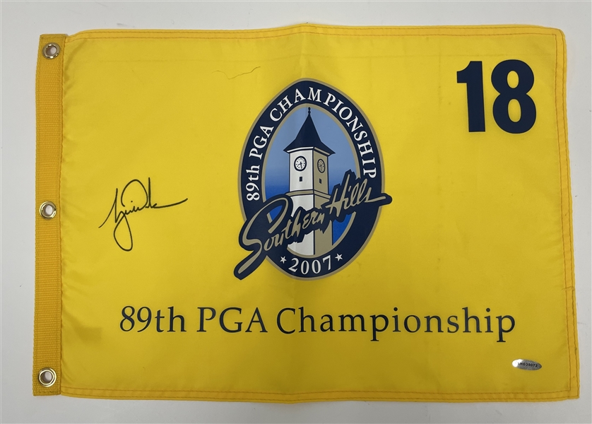 Tiger Woods Autographed 2007 PGA Championship Golf Flag UDA