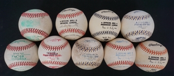 Lot of 9 Unsigned Baseballs w/ Some Game Used