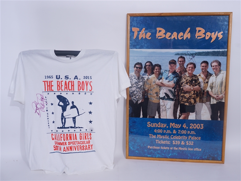 Beach Boys Autographed Framed 25x37 Poster & T-Shirt Beckett LOA