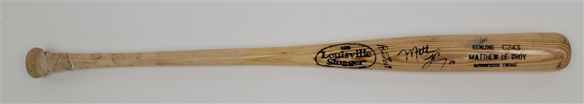 Matthew LeCroy 2003 Minnesota Twins Spring Training Used & Autographed Bat w/ Team Provenance