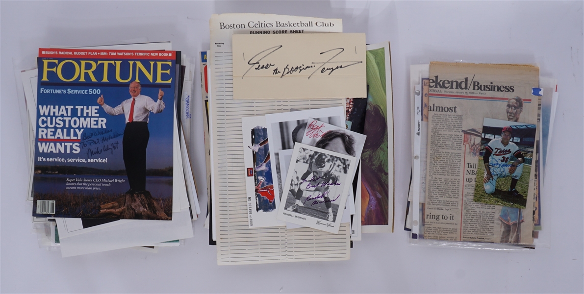 Large Collection of Autographed Miscellaneous Photos, Newspapers, Cuts, Letters & Magazines  