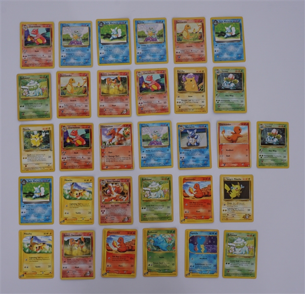 Lot of 31 Starter Pokemon Cards (Charmander, Squirtle, Bulbasaur, & Pikachu)