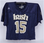 Notre Dame #15 Game Used Football Jersey Steiner