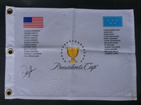 Dustin Johnson Autographed Presidents Cup Flag JSA