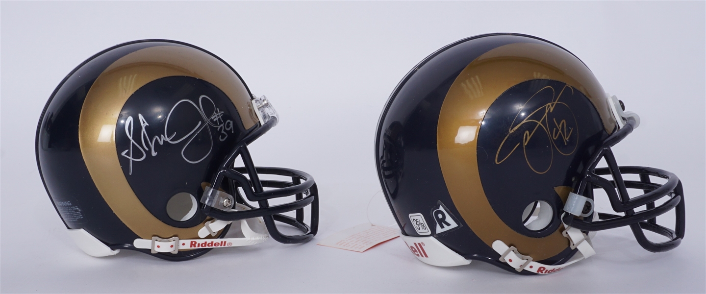 Lot of 2 Steven Jackson & Jason Sehorn Autographed St. Louis Rams Mini Helmets Beckett