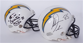 Lot of 2 Antonio Gates & Antonio Cromartie Autographed San Diego Chargers Mini Helmets Beckett