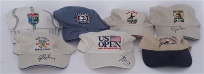 Lot of 7 Autographed Golf Hats Beckett