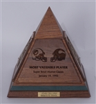 John Gilliam Super Bowl Alumni Classic 1992 MVP Award w/ Picture