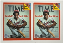 Lot of 2 Rod Carew Autographed 5x7 Cards Beckett