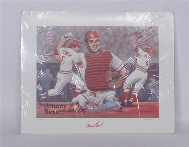 Johnny Bench Autographed Don Sprague Lithograph LE #538/750 Beckett