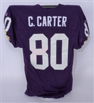 Cris Carter 1991-92 Minnesota Vikings Game Used & Autographed Jersey w/ Dave Miedema LOA & JSA