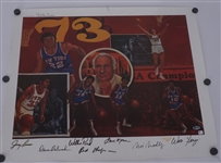1973 New York Knicks Autographed Lithograph LE #1511/1973 Beckett