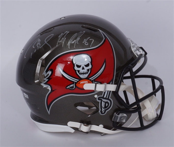 Tom Brady & Rob Gronkowski Autographed Tampa Bay Buccaneers Authentic Full Size Helmet 