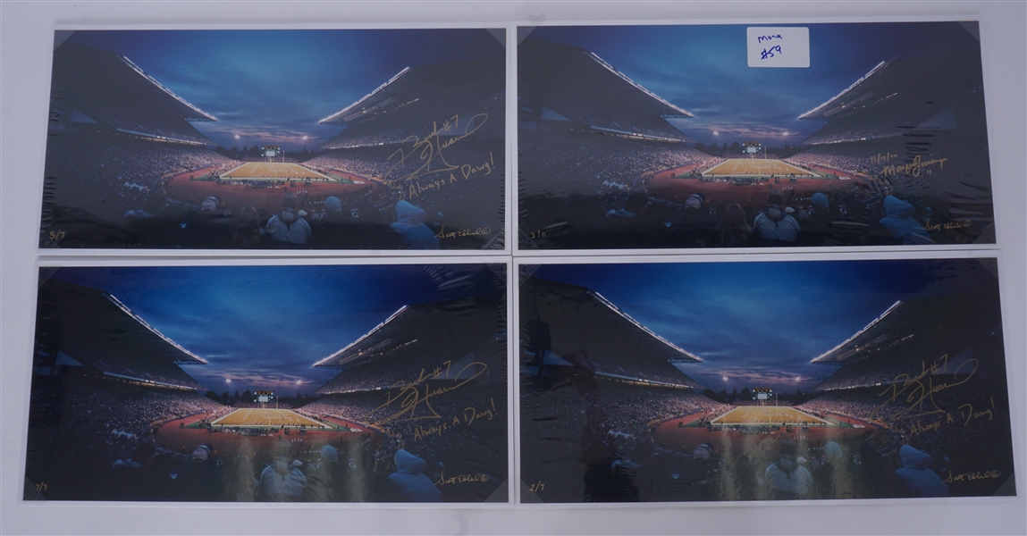 Lot of 4 Brock Huard & Manu Tuiasosopo Autographed & Matted Professionally Shot Husky Stadium Photos