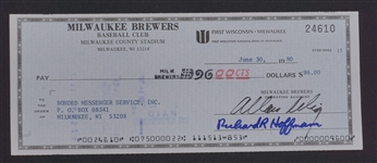Bud Selig Signed Milwaukee Brewers Check Beckett