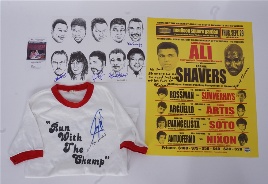 Boxing Lot of Autographed Poster, Photo, & T-Shirt