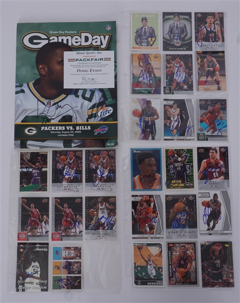 Wisconsin Lot w/ Autographed Bucks Cards & Packers Magazine