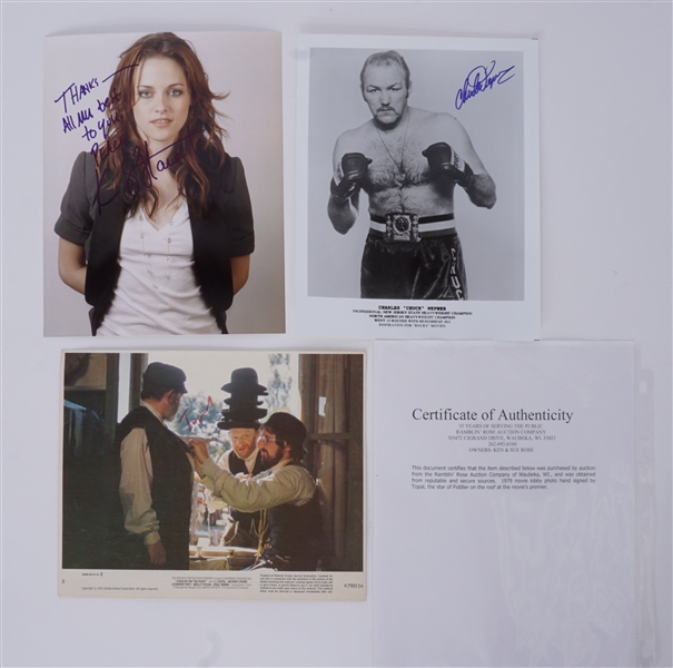 Lot of 3 Autographed Movie & Boxing Photos w/ Kristen Stewart