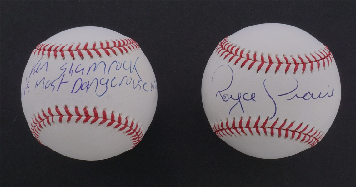 Lot of 2 Ken Shamrock & Royce Gracie Ultimate Fighter Autographed Baseballs