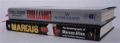 Lot of 2 Marcus Allen & Tom Landry Autographed Books