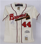 Hank Aaron Autographed & Inscribed Mitchell & Ness Cooperstown Jersey LE #45/50 Steiner & MLB