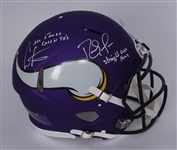 Randy Moss & Cris Carter Dual Autographed & Inscribed Minnesota Vikings Full Size Authentic Helmet w/ Plastic Display Case Beckett & Fanatics